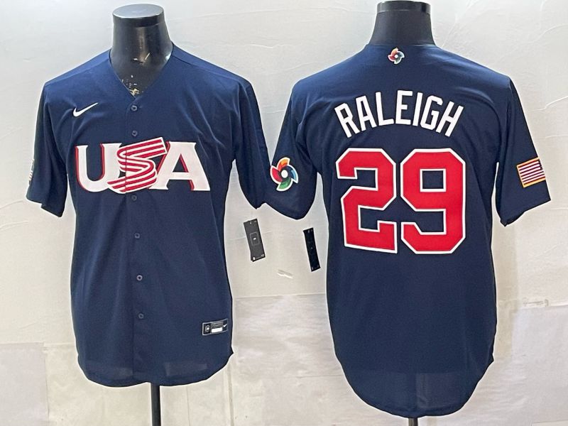 Men 2026 World Cub USA #29 Raleigh Blue Nike MLB Jersey style 02